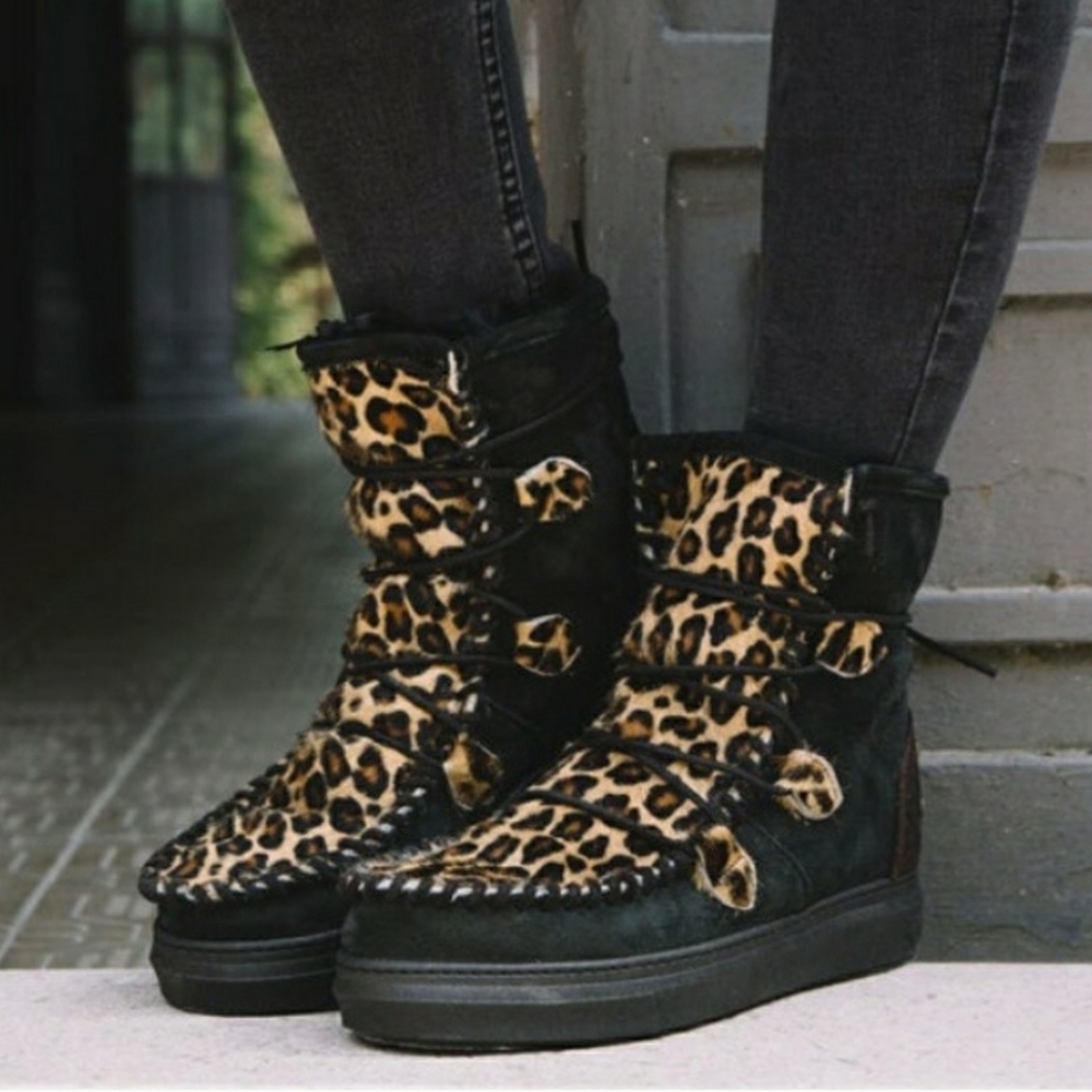 Karma of Charme Leo Leather Boots Leopard Pony Hair size 39